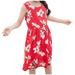 safuny Girls s A Line Dress Clearance Tropical Leaf Floral Plaid Lovely Princess Dress Sleeveless Comfy Fit Round Neck Pleated Swing Hem Holiday Vintage Red 3-15Y