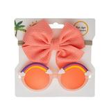 Sprifallbaby Baby Boys Girls Sunglasses Set Cute Anti-UV Rainbow Sunglasses and Bow Headband for Photography