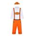 Boys Outfits Summer 3Pc Stage 1Pc Top+1Pc Bib Short+1Pc Hat Traditional Festival Embroider Suspender Cute Clothes Size S Orange