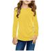 Kids Girls Casual Tunic Tops Knot Front Button Long Sleeve Casual Loose Crewneck Blouse T-Shirt Tee Girls High Tops Size 2