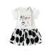 Sprifallbaby Baby Girls Dresses Short Sleeve Crew Neck Cow Letters Dots Print A-line Dress Summer Casual 0-24M