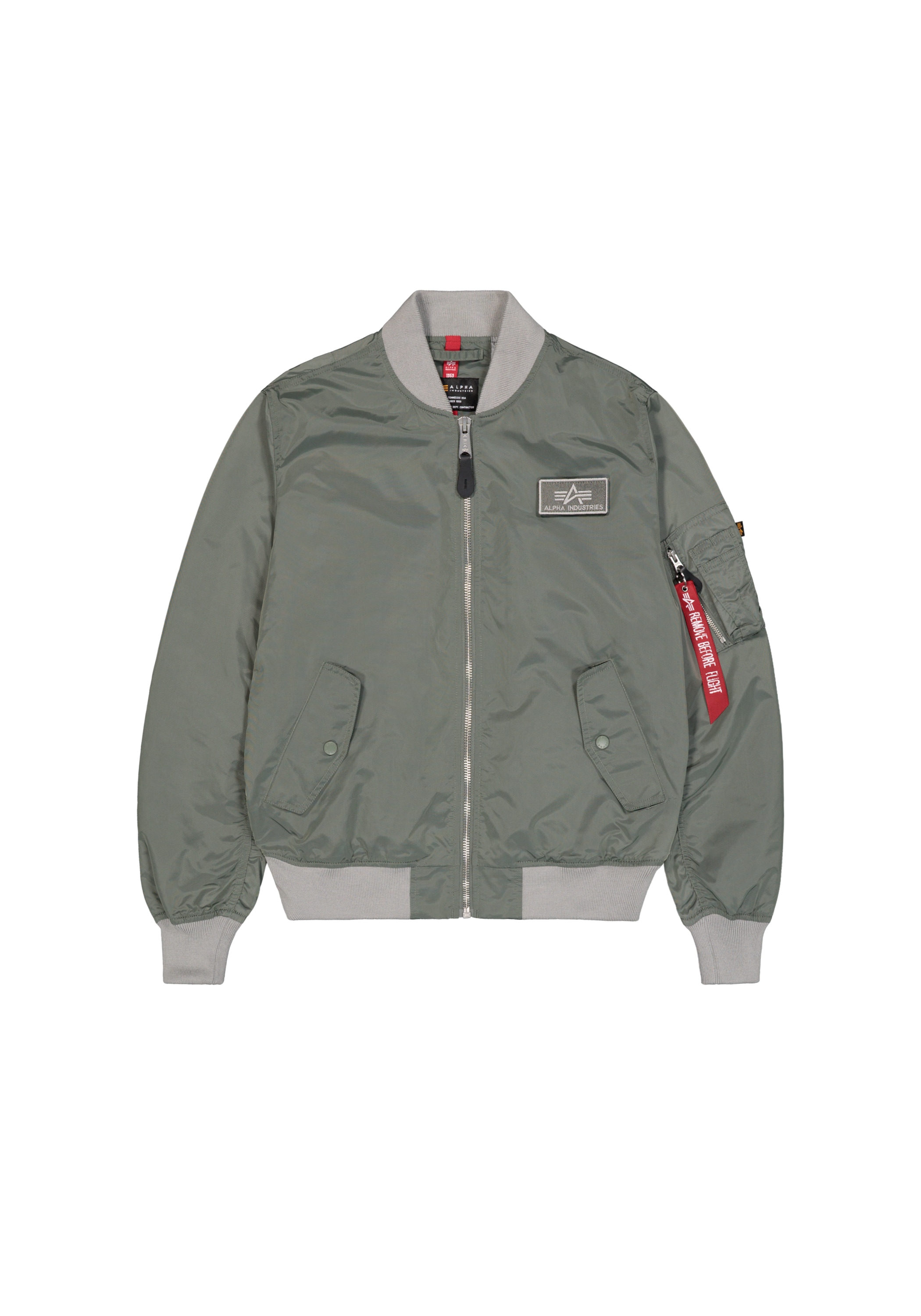 Bomberjacke ALPHA INDUSTRIES "MA-1 TTC Light", Herren, Gr. L, grün (vintage grün, silber), Obermaterial: 100% Nylon, Futter: 100% Nylon, Jacken Bomberjacke