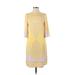 New York Yoki Collection Casual Dress - Shift High Neck 3/4 sleeves: Yellow Dresses - Women's Size Small