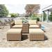 Esmlada Patio Conversation Set 5-Piece Wicker Outdoor Sectional Furniture Sofa Set with Ottoman (Yellow and Beige)