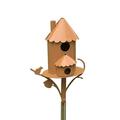 Welcome to The Coolest Bird Club in Town! HIMIWAY Bird Feeder Metal Bird House with Pole Large Bird Houses for Outdoor Garden Decor Resting Place for Birds Hummingbird House