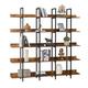 5 Tier Bookcase Open Bookshelf with Anti-falling Device Vintage Style Shelf with MDF Board & Powder-coated Steel Frame Industrial Rustic Book Shelf with Storage Display Shelves Brown