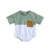 Christmas Deals! Borniu Baby Girl Baby Boy Clothes Toddler Kids Baby Boys Girls Fashion Cute Short Sleeve Splicing Print Pocket Casual Romper Clearance