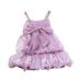 safuny Girls s Party Gown Birthday Dress Clearance Solid Lace Lovely Chiffon Bowknot Sleeveless Princess Dress Holiday Comfy Fit Square Neck Vintage Purple 2-6Y