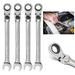 4 Pc 5/8 12 Point Flex Head Combination Ratcheting Wrench Flexible Ratchet Tool