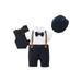 IZhansean Infant Newborn Baby Boys Gentleman Suit Short Sleeve Romper Jumpsuit + Gilet + Hat Summer Outfits Navy 0-3 Months