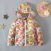 Shldybc Little Baby Girls Kids Outfits Spring Autumn Cartoon Print Pattern Hooded Windbreaker Jacket Casual Outerwear Coat Baby Coat on Clearance( 5-6 Years Multicolor )