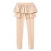 Back to School Savings Clearance Zpanxa Toddler Baby Kids Girls Pants Double Ruffles Ruched Solid Panty Dance Pants Trousers Unisex Stretch Leggings Pants 1-6 Years Beige