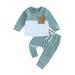 Arvbitana Baby Boys Casual Outfit Set Newborn Kids Long Sleeve Round Neck Patchwork Sweatshirt Tops + Drawstring pants Toddler 2-Piece Outfits 0M-3T