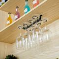 Keyohome Metal Wine Glass Rack Under Cabinet Stemware Rack Wire Wine Glass Holder Glass Drying Storage Hanger(8 Glass)