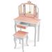 Princess Vanity Table and Chair Set with Tri-Folding Mirror and Snowflake Print - N/A