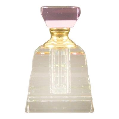 Pewter Crystal Glass Prism Top Multi Color Perfume Bottle