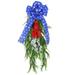 14 inche Patriotic Decorations Wreath Red White Blue Artificial Wreath 4th of July Independence Day Memorial Day Flag Day Hanging Decoration