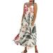 BallsFHK Women s Summer Casual Fashion Retro Printed Sleeveless Round Neck Pocket Dress Long Dresses for Women Casual