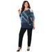 Plus Size Women's Dolman Sleeve Blouse and Tank Duet by Catherines in Navy Bias Geo (Size 4X)