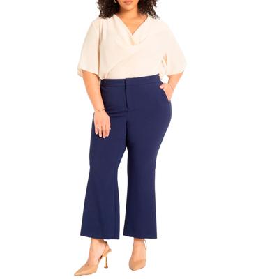 Plus Size Women's The 365 Suit Crop Flare Leg Trouser by ELOQUII in Ocean Cavern (Size 30)