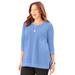 Plus Size Women's Soft-Touch Knit V-Neck Top by Catherines in French Blue (Size 6X)