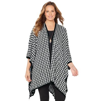 Plus Size Women's Liz&Me® Shawl by Liz&Me in Black Houndstooth (Size 2X/3X)