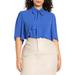 Plus Size Women's Flutter Sleeve Tie Neck Blouse by ELOQUII in Bright Cobalt (Size 14)