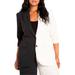 Plus Size Women's Colorblock Blazer by ELOQUII in Black Onyx + White S (Size 16)