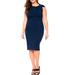 Plus Size Women's Twisted Shoulder Sheath Dress by ELOQUII in Navy (Size 18)