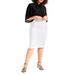 Plus Size Women's Neoprene Pencil Skirt by ELOQUII in True White (Size 16)