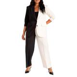 Plus Size Women's Colorblock Pant by ELOQUII in Black Onyx + White S (Size 24)