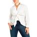 Plus Size Women's Tie Front Collared Blouse by ELOQUII in Soft White (Size 22)