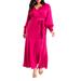 Plus Size Women's Satin Maxi Dress by ELOQUII in Magenta (Size 16)