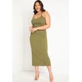 Plus Size Women's Maxi Sweater Skirt with Button Down Placket by ELOQUII in Sphagnum (Size 30/32)