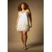 Plus Size Women's Bridal by ELOQUII Feather Hem Slip Dress in Pearl (Size 20)