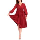 Plus Size Women's Knot Front Pleated Skirt Dress by ELOQUII in Rich Burgundy (Size 28)