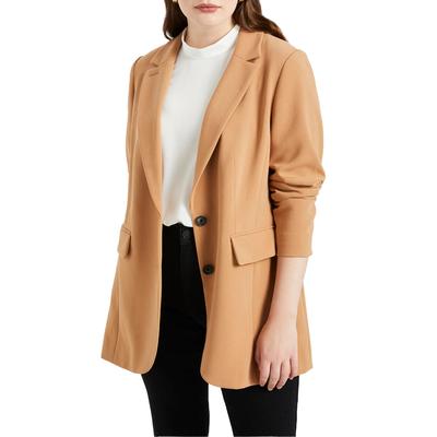 Plus Size Women's The 365 Semi Stretch Two Button Blazer by ELOQUII in Biscuit (Size 18)