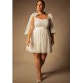 Plus Size Women's Bridal by ELOQUII Tie Shoulder Dress in Off White (Size 16)