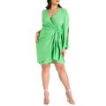 Plus Size Women's Tie Waist Wrap Dress by ELOQUII in Vibrant Green (Size 30)