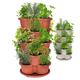 Amazing Creation Stackable Planter, Vertical Tower Garden Planter, Strawberry Planter, Indoor/Outdoor Planters, 5 Tier Garden Tower, Herb Planter for Growing Vegetables and Succulents (Terracotta)