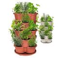 Amazing Creation Stackable Planter, Vertical Tower Garden Planter, Strawberry Planter, Indoor/Outdoor Planters, 5 Tier Garden Tower, Herb Planter for Growing Vegetables and Succulents (Terracotta)