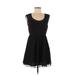 J.Crew Factory Store Cocktail Dress - A-Line Scoop Neck Sleeveless: Black Print Dresses - Women's Size 8 Petite