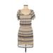 B. Darlin Casual Dress - Mini Scoop Neck Short sleeves: Tan Print Dresses - Women's Size 9