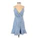 NBD Cocktail Dress - A-Line V Neck Sleeveless: Blue Dresses - Women's Size Small