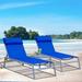 Patio Chaise Lounge Set with Headrest (2 Lounge Chairs+1 Table)