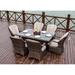Moda 7-Piece Patio Wicker Rectangle Dining Table Set with Cushions