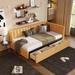 Twin Sofa Bed Frame with Storage, Upholstered Daybed with 2 Drawers, L-Shape Daybed, Linen Fabric