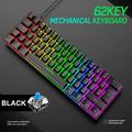 Anvazise T60 Keyboard Plug and Play High Response Ergonomic Gaming 62 Keys Wired Keyboard for Office Black Blue Axle