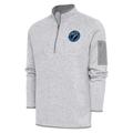 Men's Antigua Heather Gray Sugar Land Space Cowboys Fortune Quarter-Zip Pullover Jacket