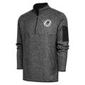 Men's Antigua Heather Black Down East Wood Ducks Fortune Quarter-Zip Pullover Jacket